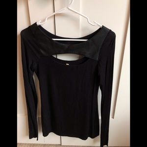 Leather trimmed blouse